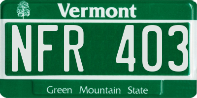 VT license plate NFR403