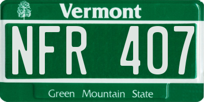 VT license plate NFR407