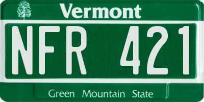 VT license plate NFR421