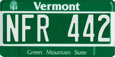VT license plate NFR442