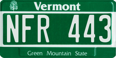 VT license plate NFR443