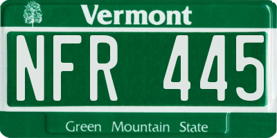 VT license plate NFR445