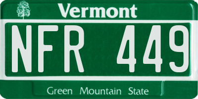 VT license plate NFR449