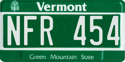 VT license plate NFR454
