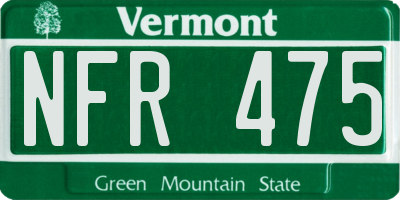 VT license plate NFR475