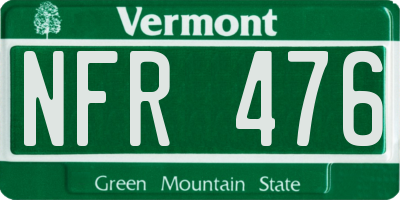 VT license plate NFR476