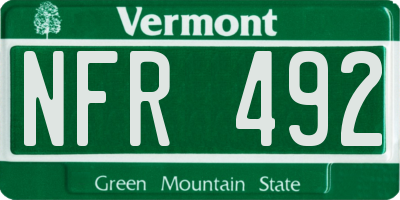 VT license plate NFR492