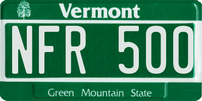 VT license plate NFR500