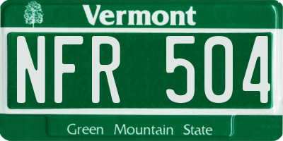 VT license plate NFR504