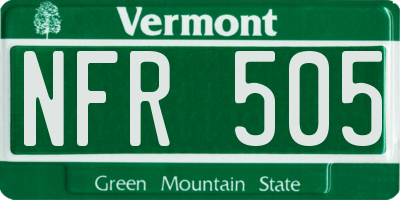 VT license plate NFR505