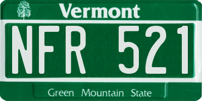 VT license plate NFR521