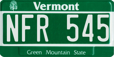 VT license plate NFR545
