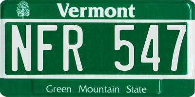 VT license plate NFR547