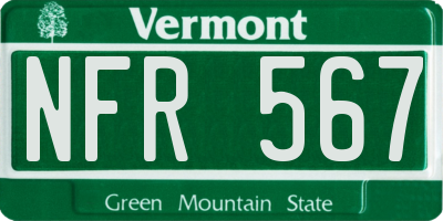 VT license plate NFR567