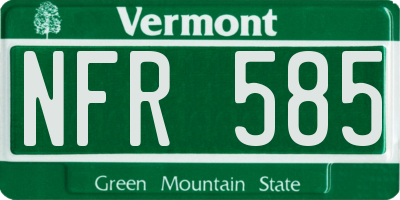 VT license plate NFR585
