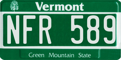 VT license plate NFR589