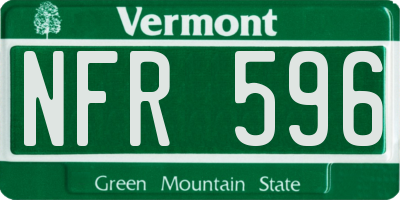 VT license plate NFR596