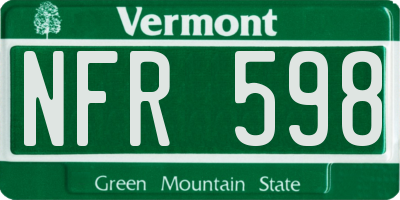 VT license plate NFR598