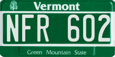 VT license plate NFR602