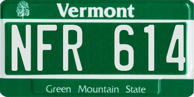 VT license plate NFR614