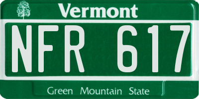 VT license plate NFR617