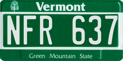 VT license plate NFR637