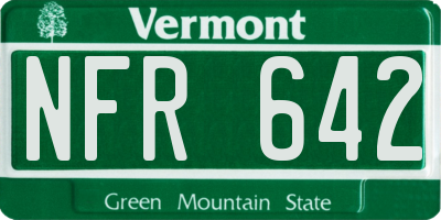 VT license plate NFR642