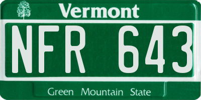 VT license plate NFR643