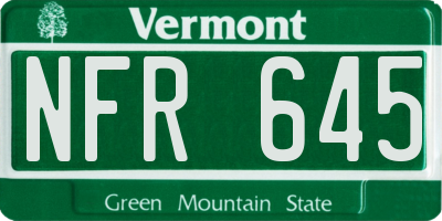 VT license plate NFR645
