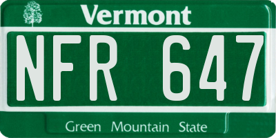 VT license plate NFR647