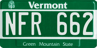 VT license plate NFR662