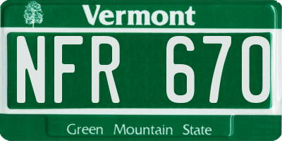 VT license plate NFR670
