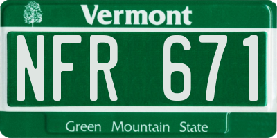 VT license plate NFR671