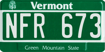 VT license plate NFR673