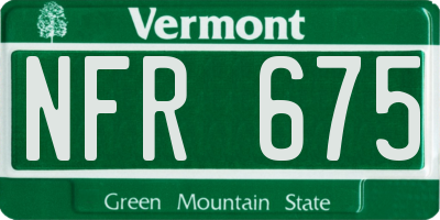 VT license plate NFR675
