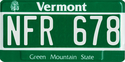 VT license plate NFR678