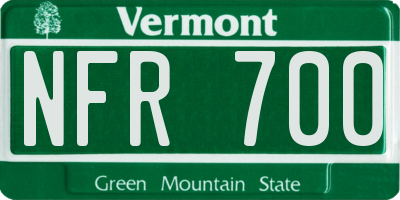 VT license plate NFR700