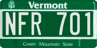 VT license plate NFR701