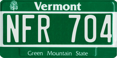 VT license plate NFR704