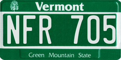 VT license plate NFR705