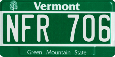 VT license plate NFR706