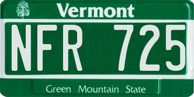 VT license plate NFR725