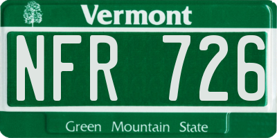 VT license plate NFR726