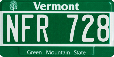 VT license plate NFR728