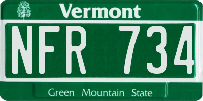 VT license plate NFR734