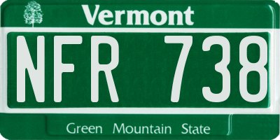 VT license plate NFR738