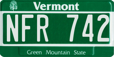 VT license plate NFR742