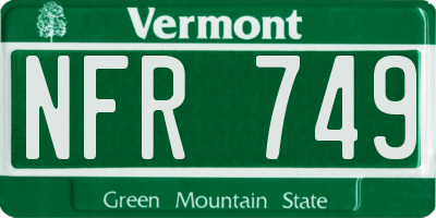 VT license plate NFR749