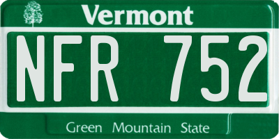 VT license plate NFR752