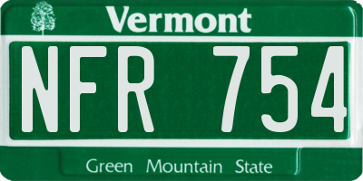 VT license plate NFR754